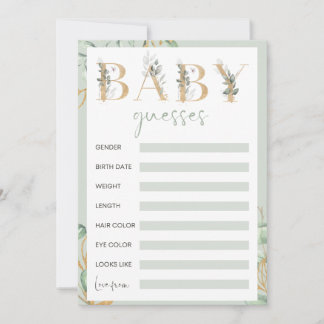 Eucalyptus baby shower guessing game invitation