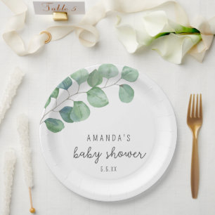 Eucalyptus - baby shower paper plate
