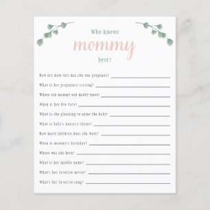 Eucalyptus Baby Shower Who Knows Mummy Best Game