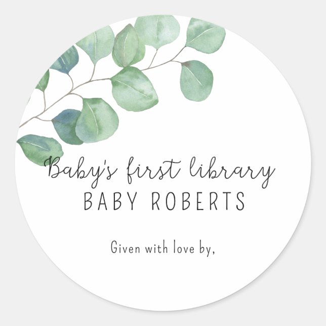 Eucalyptus - baby's first library classic round sticker (Front)