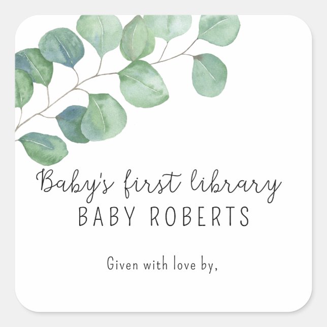 Eucalyptus - baby's first library square sticker (Front)