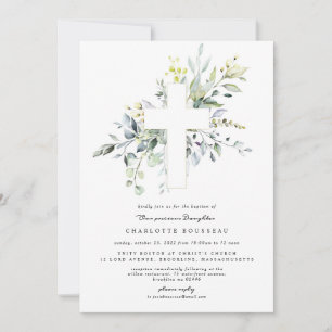 Eucalyptus Baptism Christening Invitation