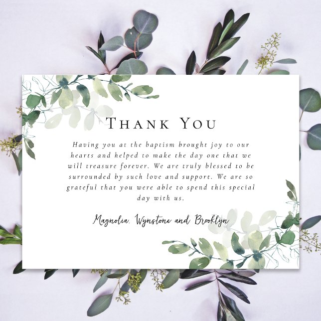 Eucalyptus Baptism  Thank You Card (Creator Uploaded)