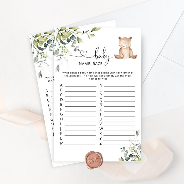 Eucalyptus bear baby name race baby shower game (Creator Uploaded)