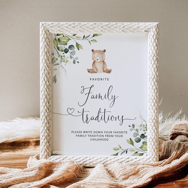 Eucalyptus bear family traditions baby shower poster (Creator Uploaded)