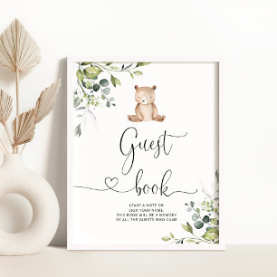 Eucalyptus bear Guest book Poster