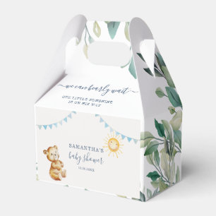 Eucalyptus Bear Watercolor Script Boys Baby Shower Favour Box
