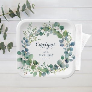 Eucalyptus Birthday Paper Plate