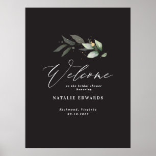 Eucalyptus black gold bridal shower welcome  foam  poster