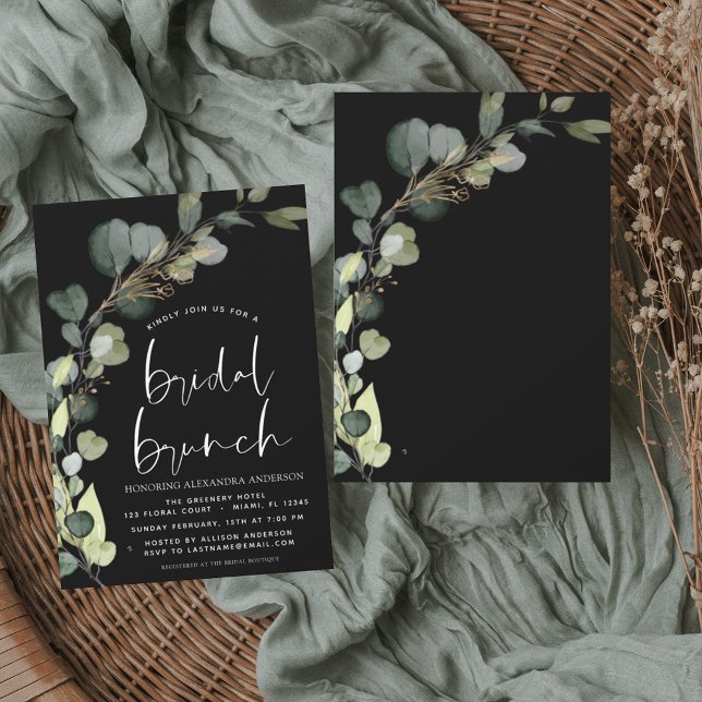 Eucalyptus Black White Bridal Brunch Shower Invitation (Creator Uploaded)