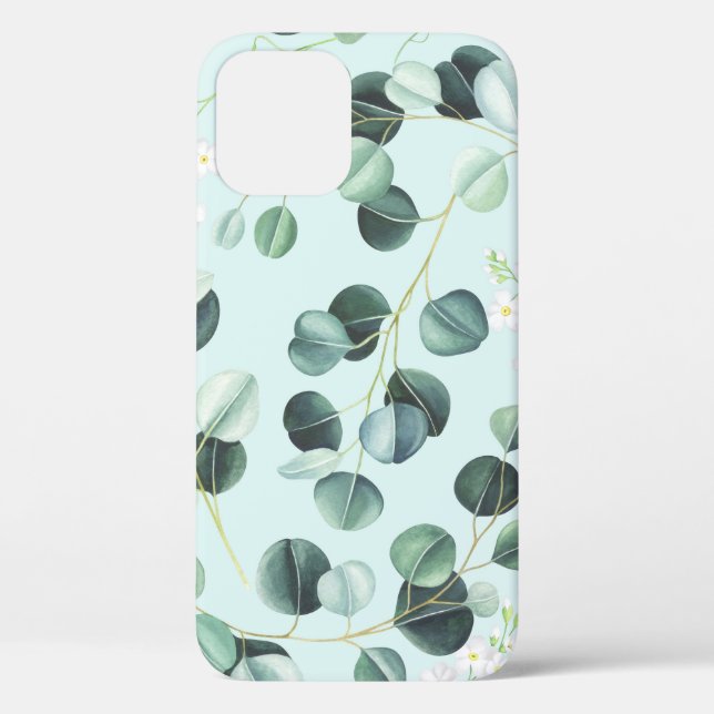 Eucalyptus Bliss: Turquoise Watercolor Pattern. Case-Mate iPhone Case (Back)