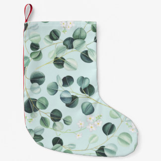 Eucalyptus Bliss: Turquoise Watercolor Pattern. Small Christmas Stocking