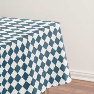 Eucalyptus Blue White Home Decor Chequered Pattern Tablecloth