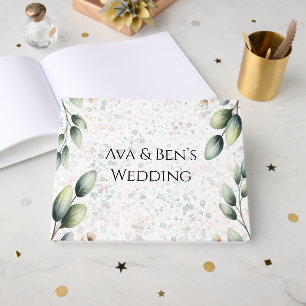 Eucalyptus Blush Alcohol Ink Wedding Guest Book