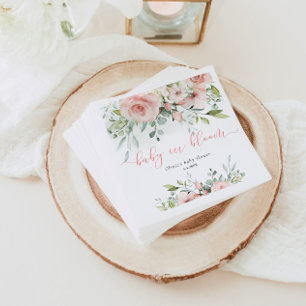 Eucalyptus blush floral baby in bloom baby shower napkin