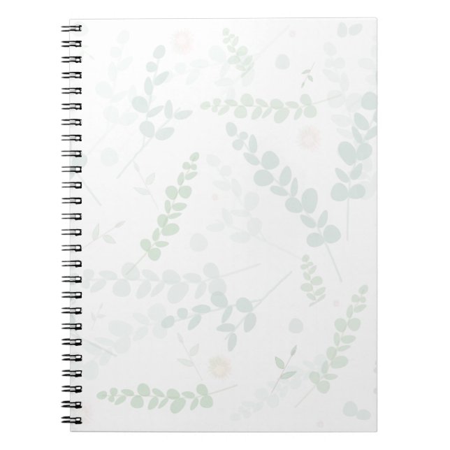 Eucalyptus & Blush Floral Subtle Botanical Notebook (Front)