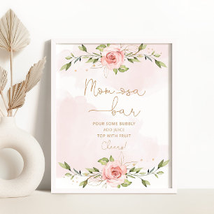 Eucalyptus blush pink floral Mum-osa bar Poster