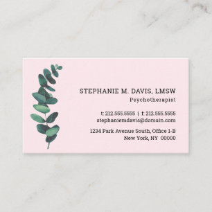 Eucalyptus Blush Pink Therapist Business Card
