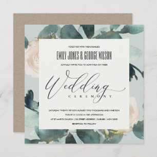 EUCALYPTUS BLUSH ROSE GREY KRAFT FOLIAGE WEDDING INVITATION