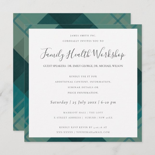 EUCALYPTUS BLUSH ROSE KRAFT BLACK WORKSHOP EVENT INVITATION (Front/Back)
