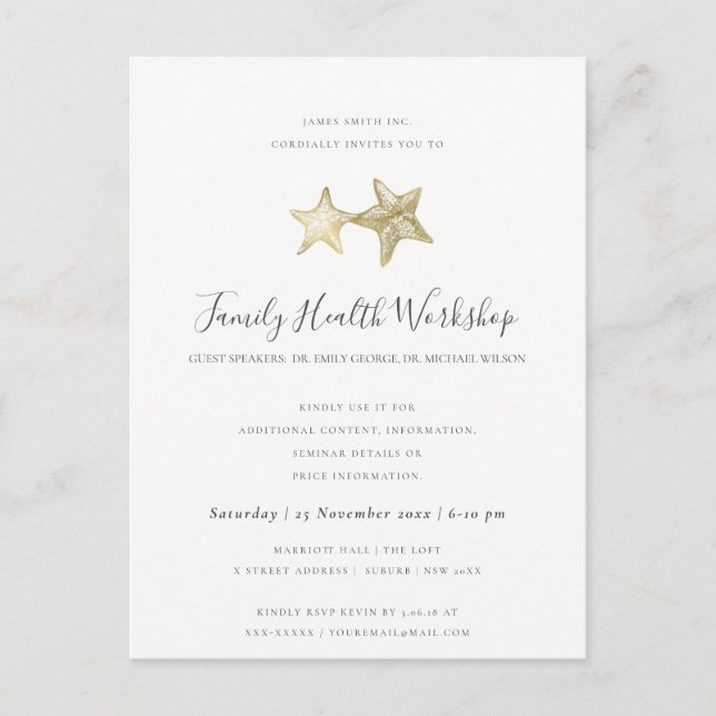 EUCALYPTUS BLUSH ROSE NAVY PINK WORKSHOP EVENT ANNOUNCEMENT POSTCARD (Front)