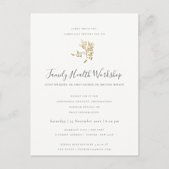 EUCALYPTUS BLUSH ROSE PINK KRAFT WORKSHOP EVENT ANNOUNCEMENT POSTCARD (Front)