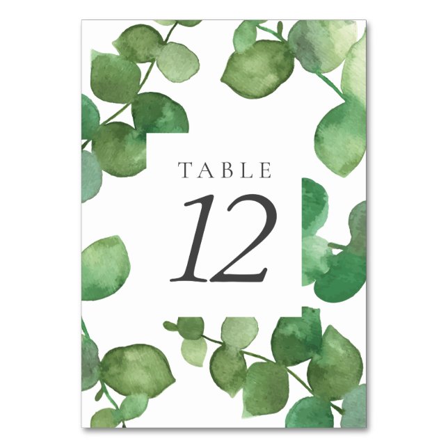 Eucalyptus Boho Greenery Floral Table Numbers (Back)