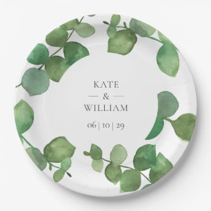 Eucalyptus Boho Greenery Floral Wedding Paper Plate