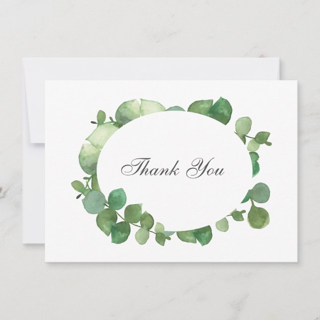 Eucalyptus Boho Greenery Thank You Card (Front)