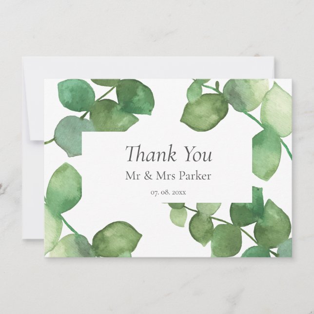 Eucalyptus Boho Greenery Wedding Thank You Card (Front)