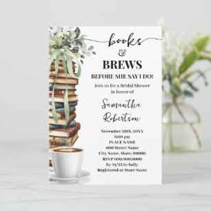 Eucalyptus Books & Brews Coffee Bridal Shower Invitation