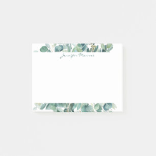 Eucalyptus border personalised lined post-it notes