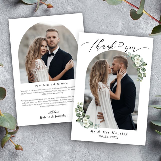 Eucalyptus Botanical Arch Photo Wedding Thank You Card (Eucalyptus Botanical Arch Photo Wedding Thank You Card)