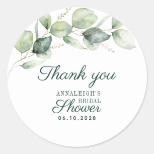 Eucalyptus Botanical Bridal Shower Thank You Classic Round Sticker