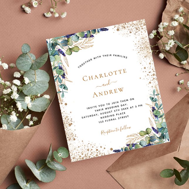 Eucalyptus botanical budget wedding invitation (Creator Uploaded)