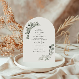 Eucalyptus botanical elegant photo simple wedding invitation