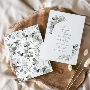 Eucalyptus botanical elegant photo simple wedding invitation