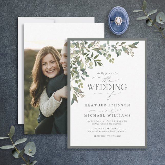 Eucalyptus Botanical Floral Watercolor Photo Invitation (Creator Uploaded)
