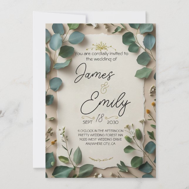 Eucalyptus Botanical Frame Invitation (Front)