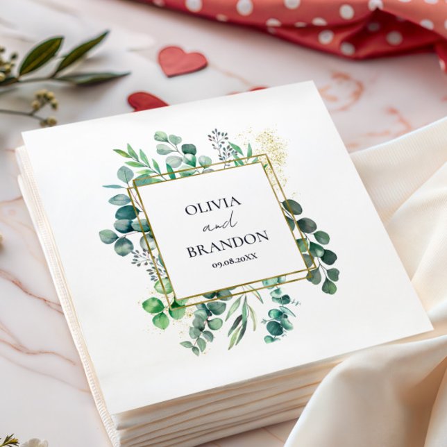 Eucalyptus Botanical Greenery Leaves Wedding Napkin (Creator Uploaded)
