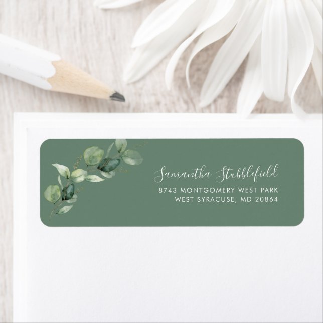 Eucalyptus Botanical Greenery Return Address Label (Insitu)