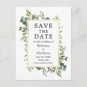 Eucalyptus Botanical Greenery Save The Date Postcard