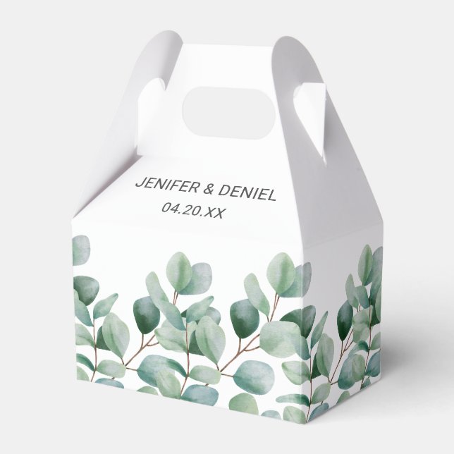 Eucalyptus Botanical Greenery  Wedding Favour Box (Front Side)