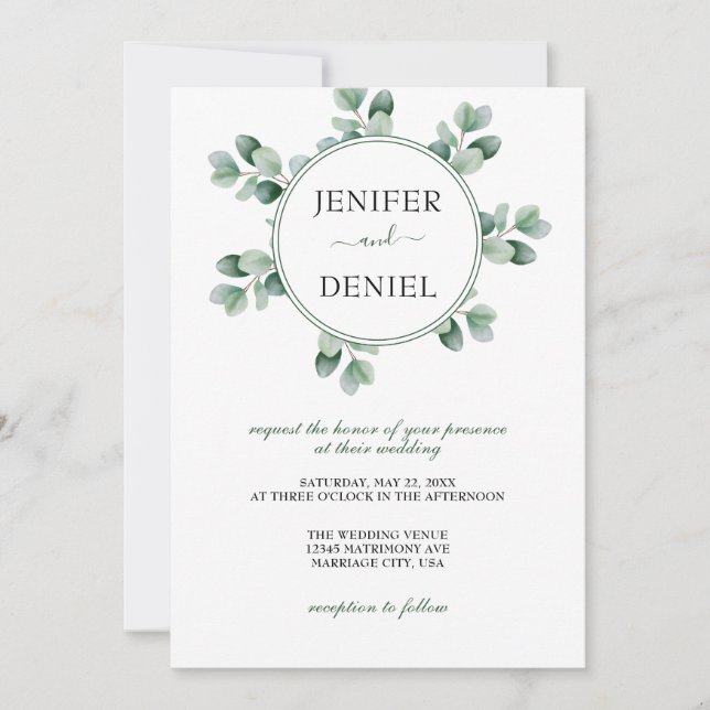 Eucalyptus Botanical Greenery  Wedding Invitation (Front)