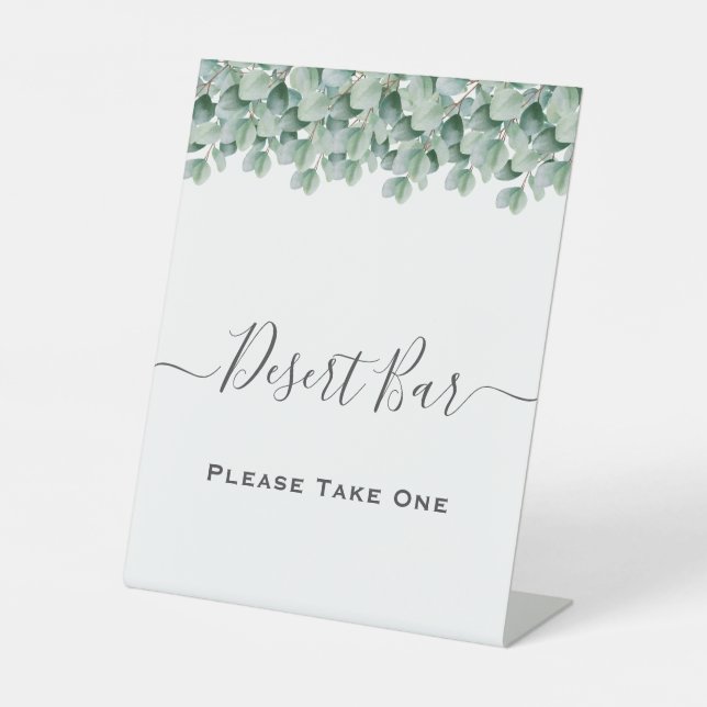 Eucalyptus Botanical Greenery  Wedding Pedestal Sign (Front)
