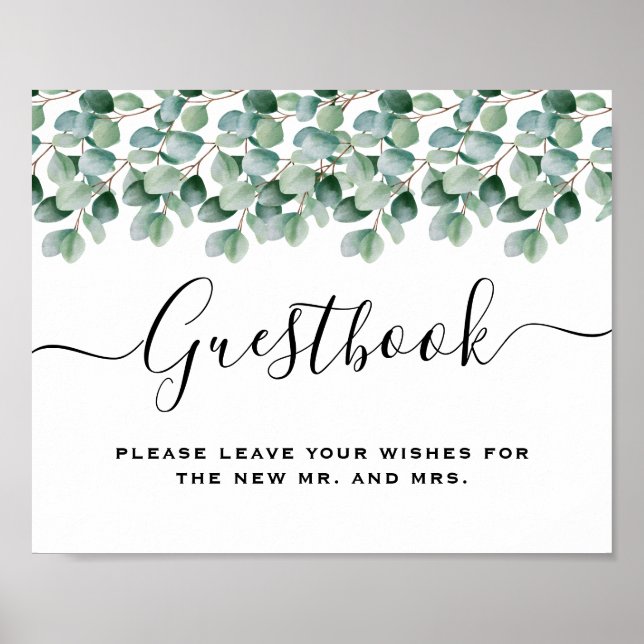 Eucalyptus Botanical Greenery  Wedding Poster (Front)