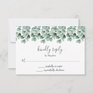 Eucalyptus Botanical Greenery  Wedding RSVP Card