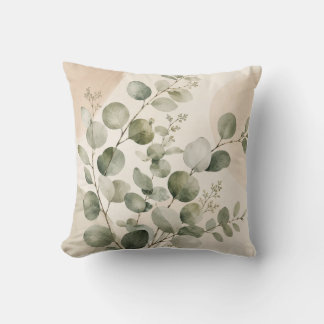 Eucalyptus Botanical Leaves Decorative Pillow
