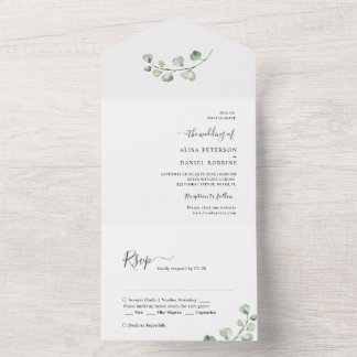Eucalyptus Botanical | Minimalistic Wedding All In One Invitation