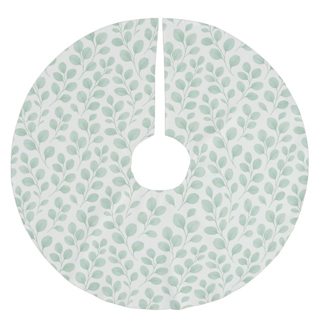 Eucalyptus Botanical Pattern Brushed Polyester Tree Skirt (Front)